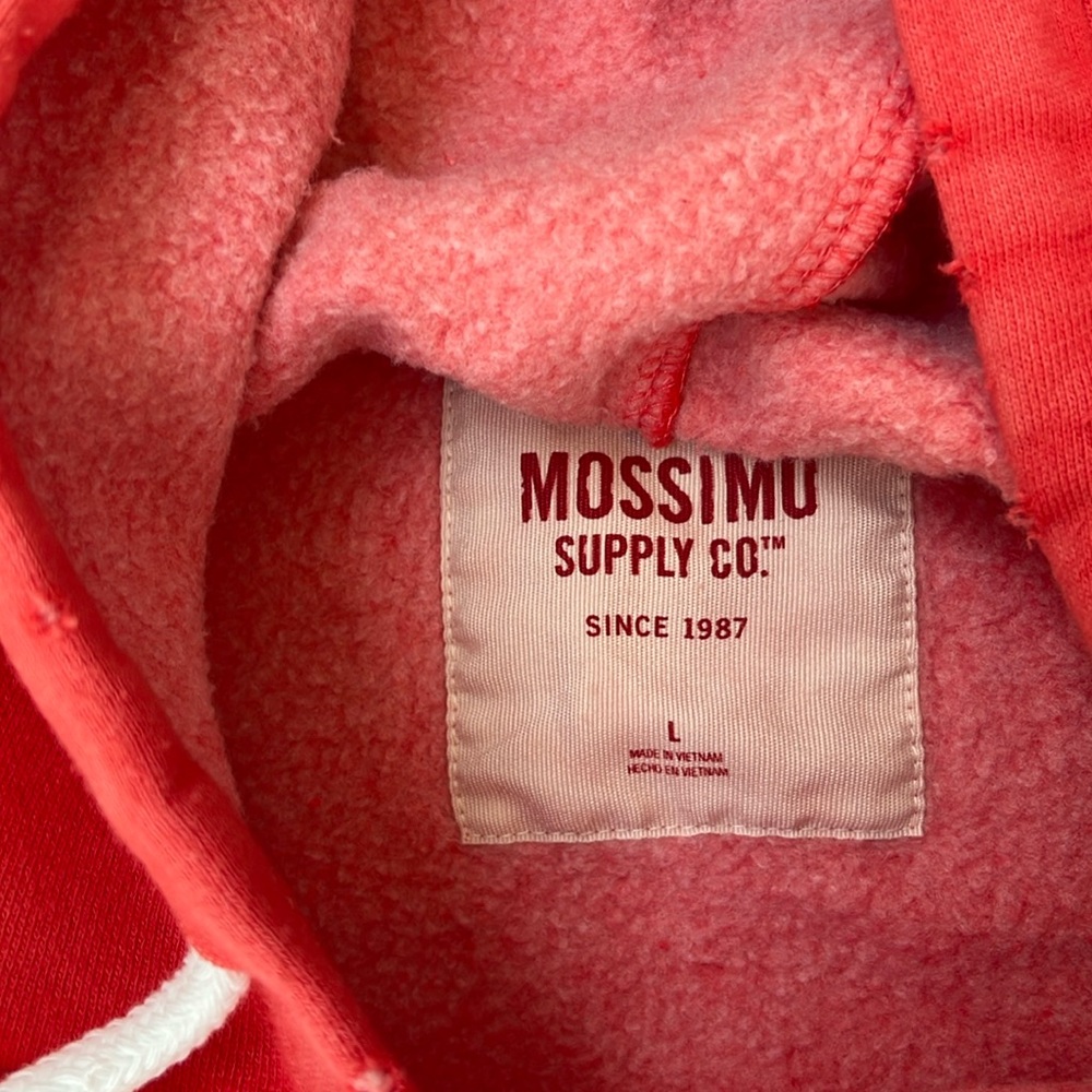 Mossimo Distressed Red Hooded Sweatshirt - Picture 3 of 8